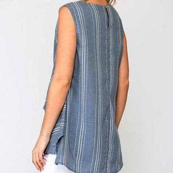 New BLUHEAVEN by Umgee M blue & white striped tunic - Picture 4 of 7